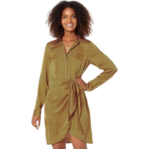 NWT Michael Kors Long Sleeve Button-Up Tie Shirt Dress Size Medium - Picture 1 of 3